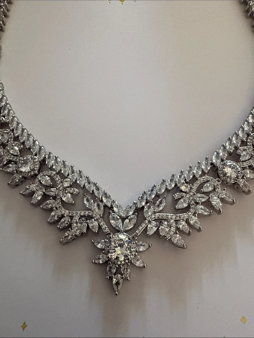 Silver Crystal Statement Necklace